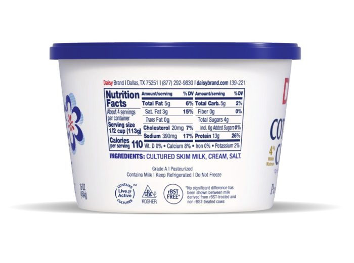 2 cottage cheese nutrition facts