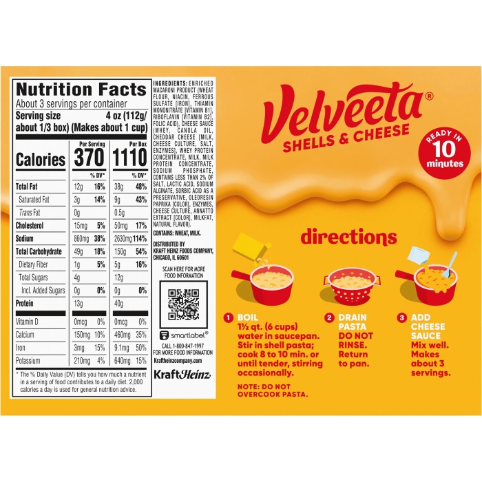 Velveeta cheese nutrition information