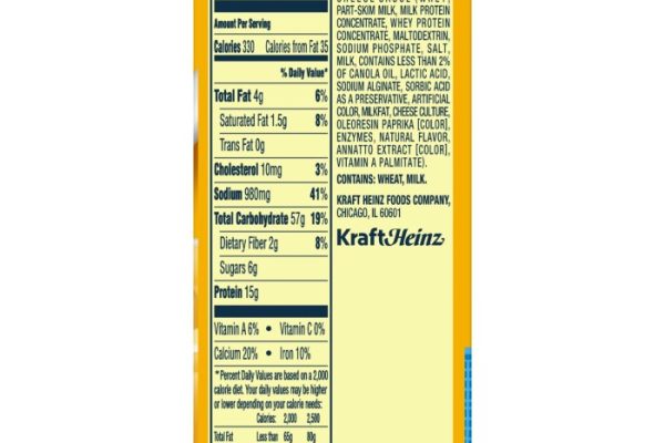 Velveeta cheese nutrition information