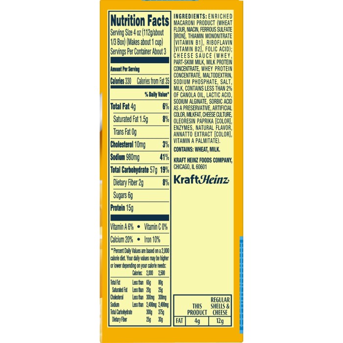 Velveeta cheese nutrition information